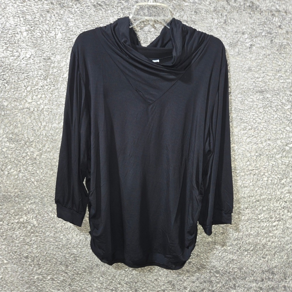 Oh!‎ Mamma Maternity Cowl Neck Tunic Top Black Long Sleeve Size 2X